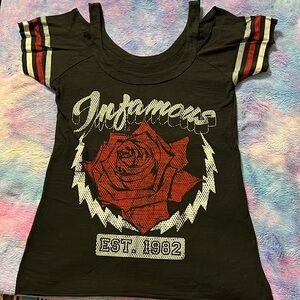 Infamous tshirt with straps NWOT